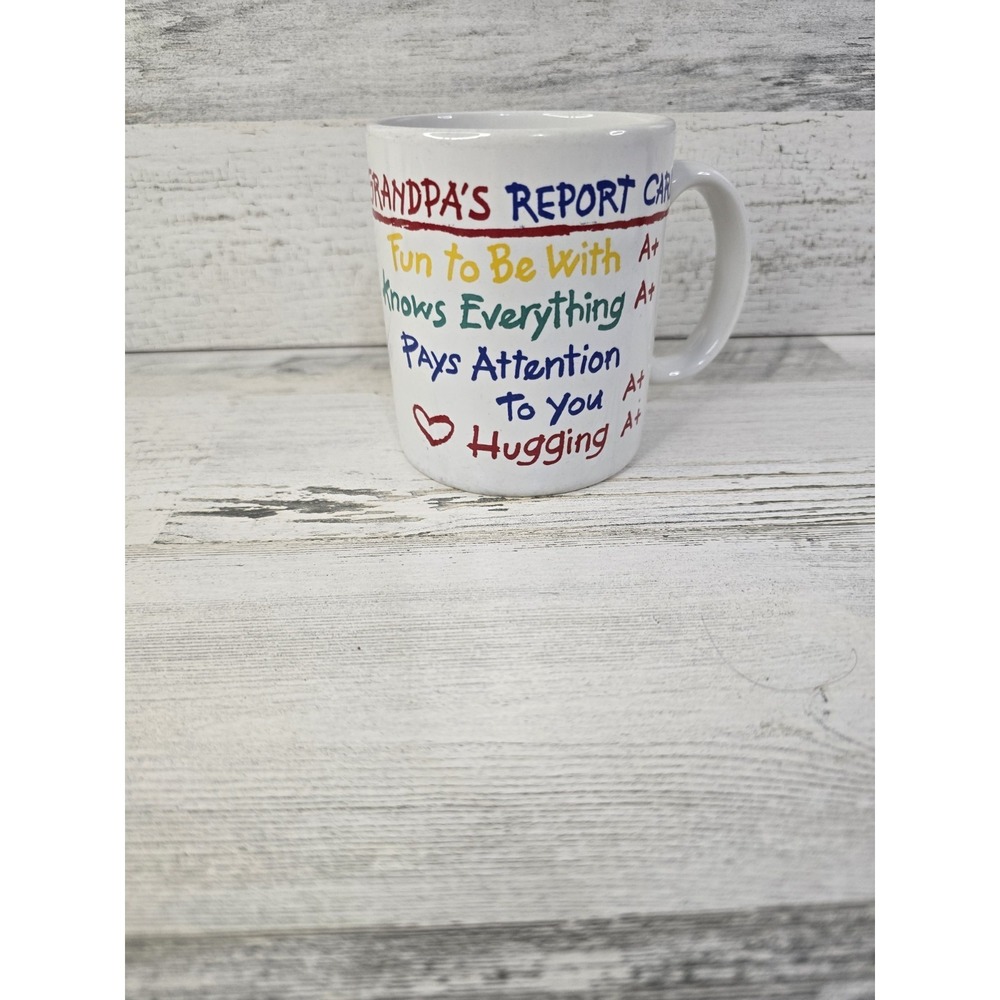 Hallmark Grandpas Report Card Coffee Mug White Ceramic A+ Grandpa Novelty Gift